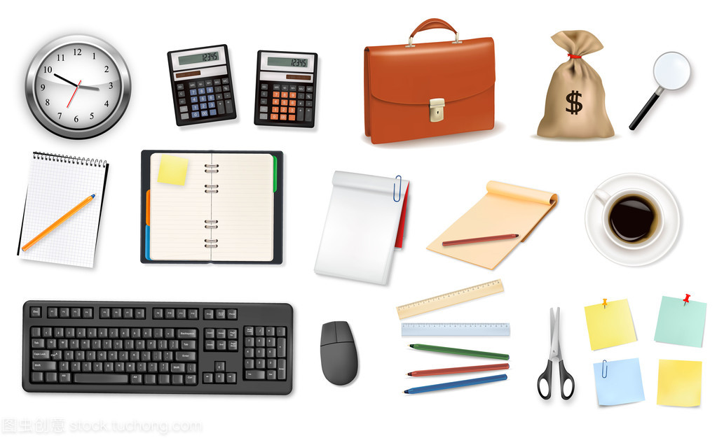 商业与办公用品中的矢量办公耗材 现代办公效率的隐形基石